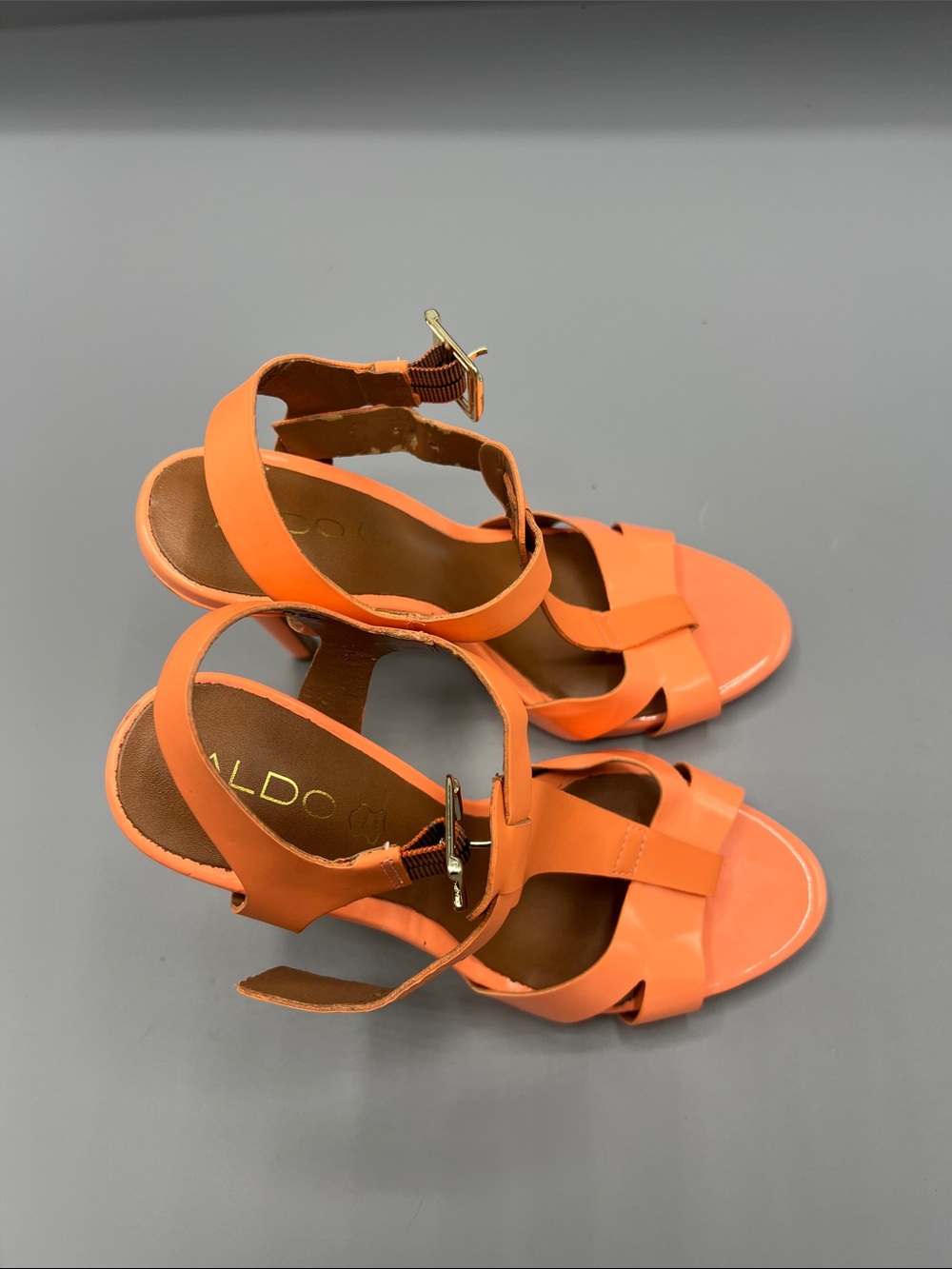 Aldo Women's Orange Strappy High-Heel Sandal size 7.5 - Picture 5 of 9